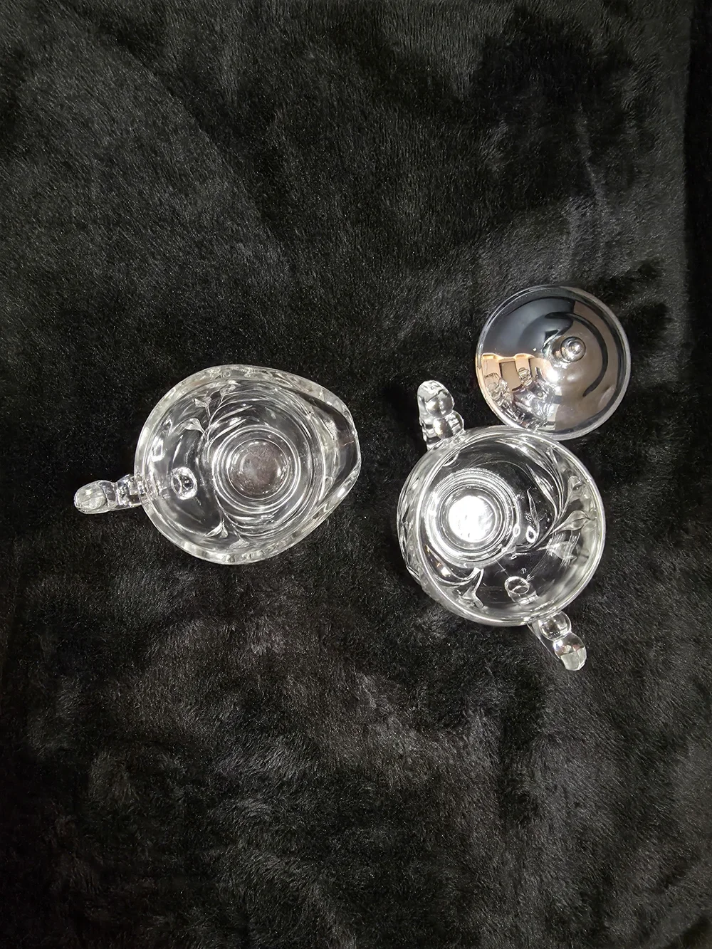 Indiana Glass Crystal Creamer and Covered Sugar Bowl - Clear Glass